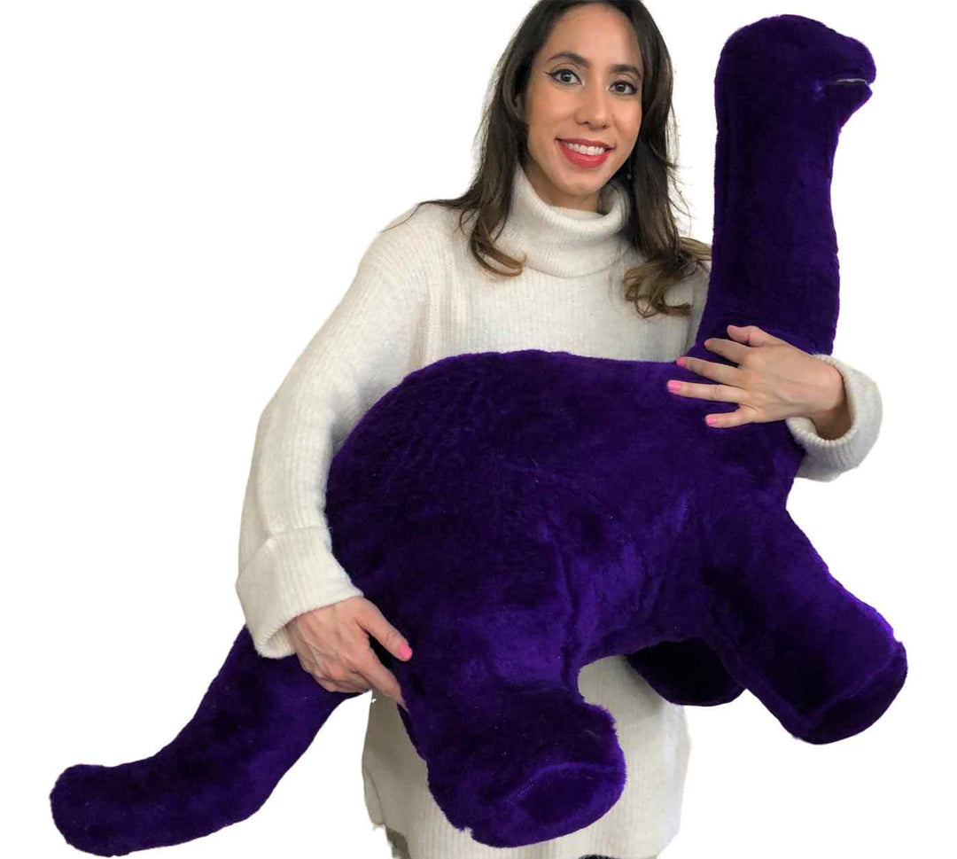 American Made Giant Stuffed Purple Dinosaur Soft Plush Brontosaurus 48 inches wide 30 inches tall Made in the USA