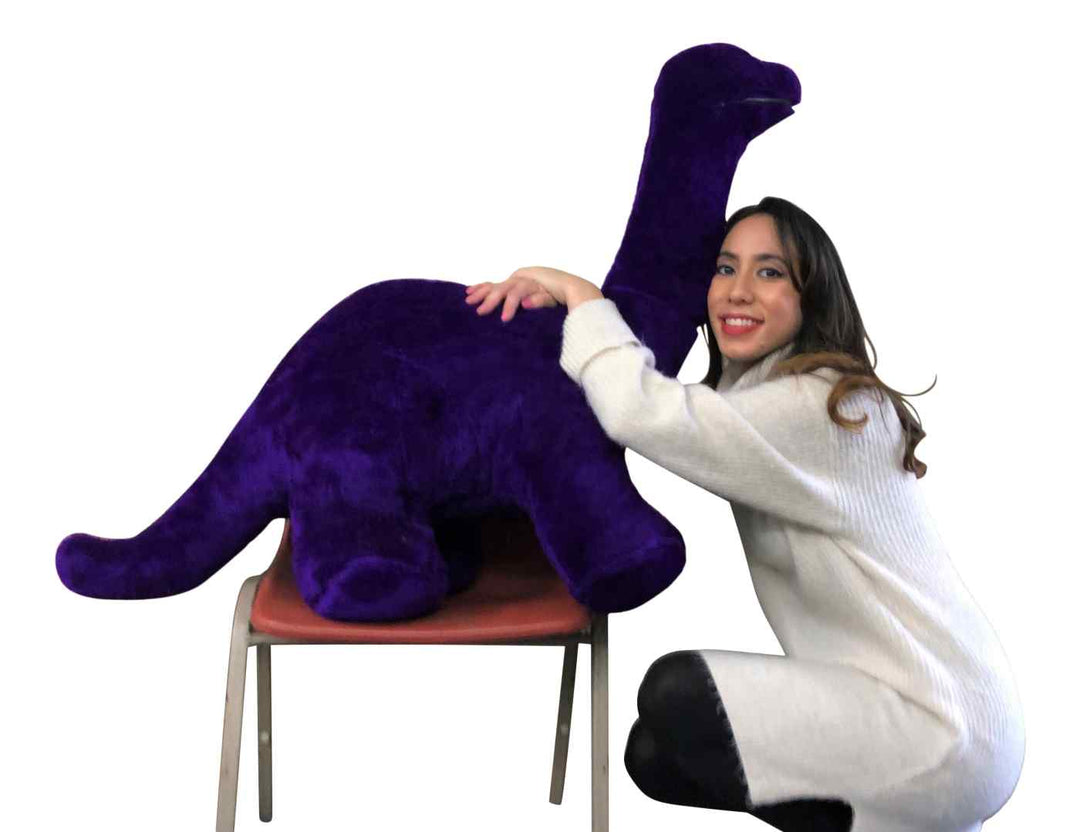 American Made Giant Stuffed Purple Dinosaur Soft Plush Brontosaurus 48 inches wide 30 inches tall Made in the USA