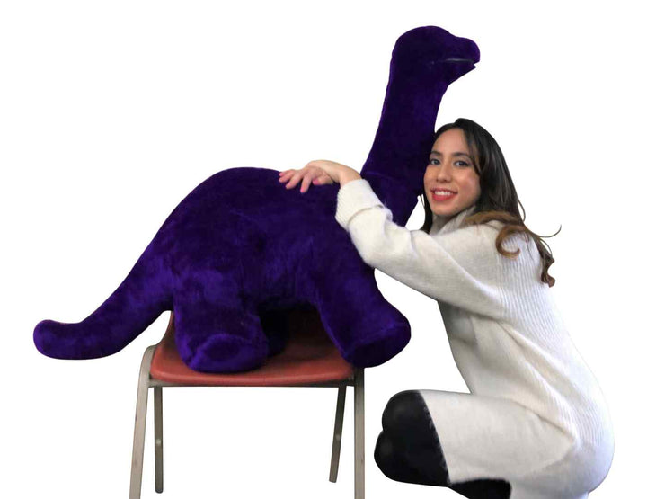 American Made Giant Stuffed Purple Dinosaur Soft Plush Brontosaurus 48 inches wide 30 inches tall Made in the USA