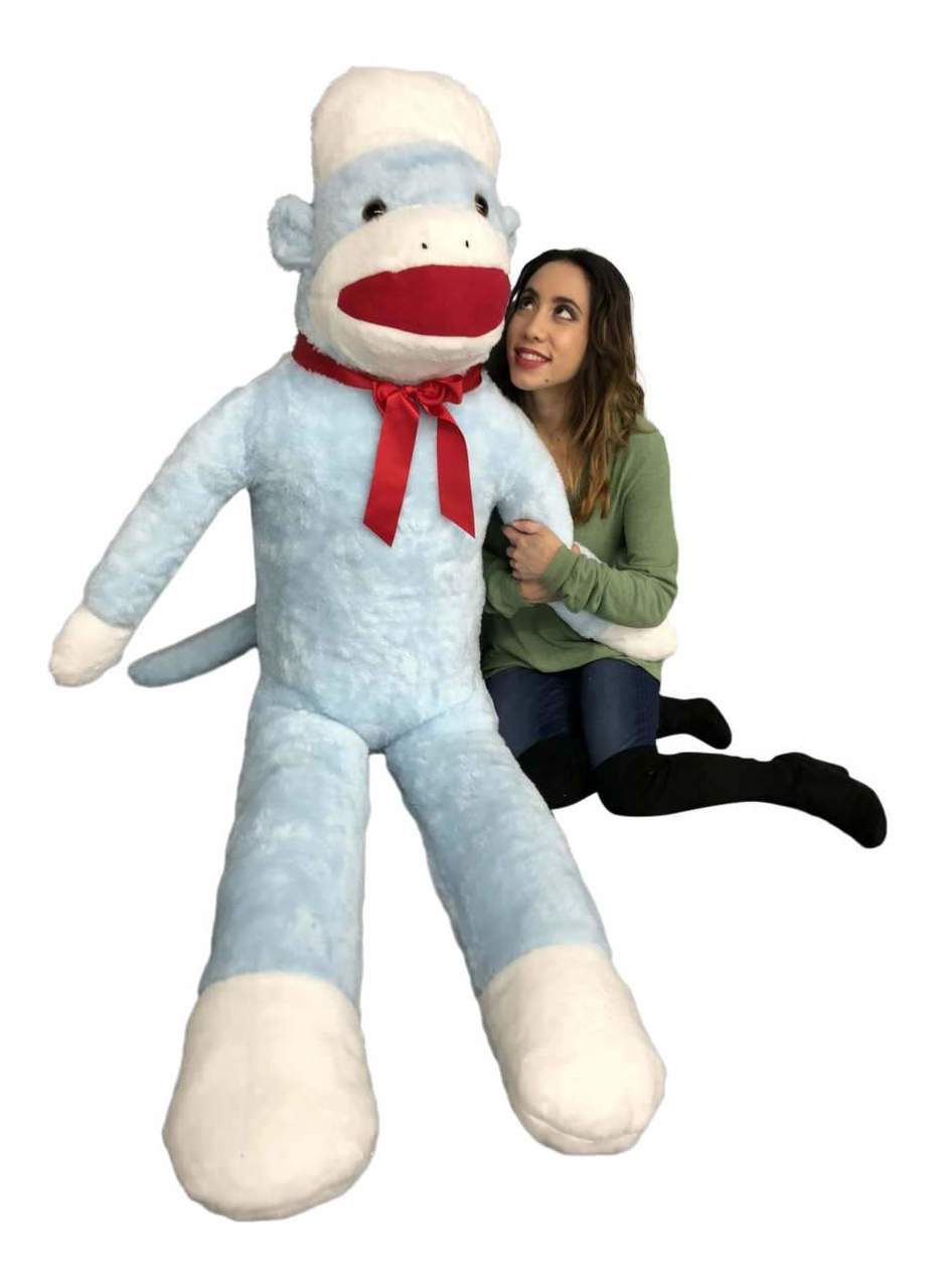 Big Plush Blue Color 6 Foot Giant Sock Monkey Soft Huge Stuffed Animal Made in USA America