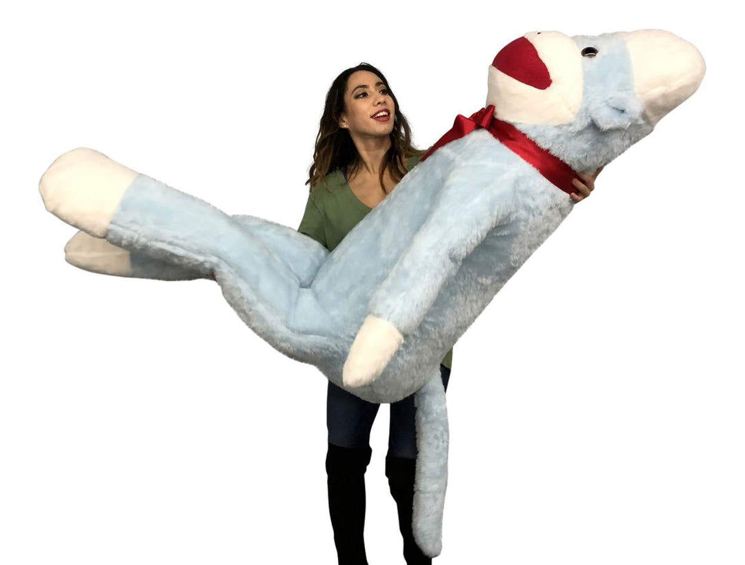 Big Plush Blue Color 6 Foot Giant Sock Monkey Soft Huge Stuffed Animal Made in USA America