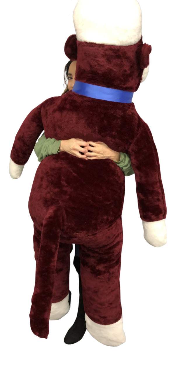 Big Plush 6 Foot Giant Sock Monkey - Maroon Color Soft Huge Stuffed Animal Made in USA America