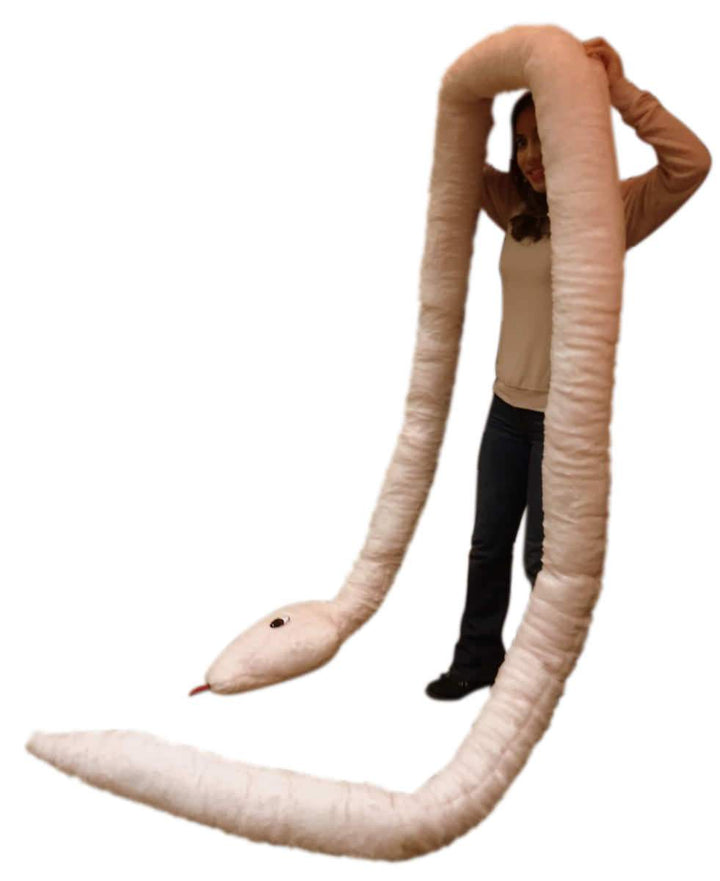 American Made Giant Stuffed Snake 18 Feet Long Soft Pink Big Plush Serpent Gigantic Plushie
