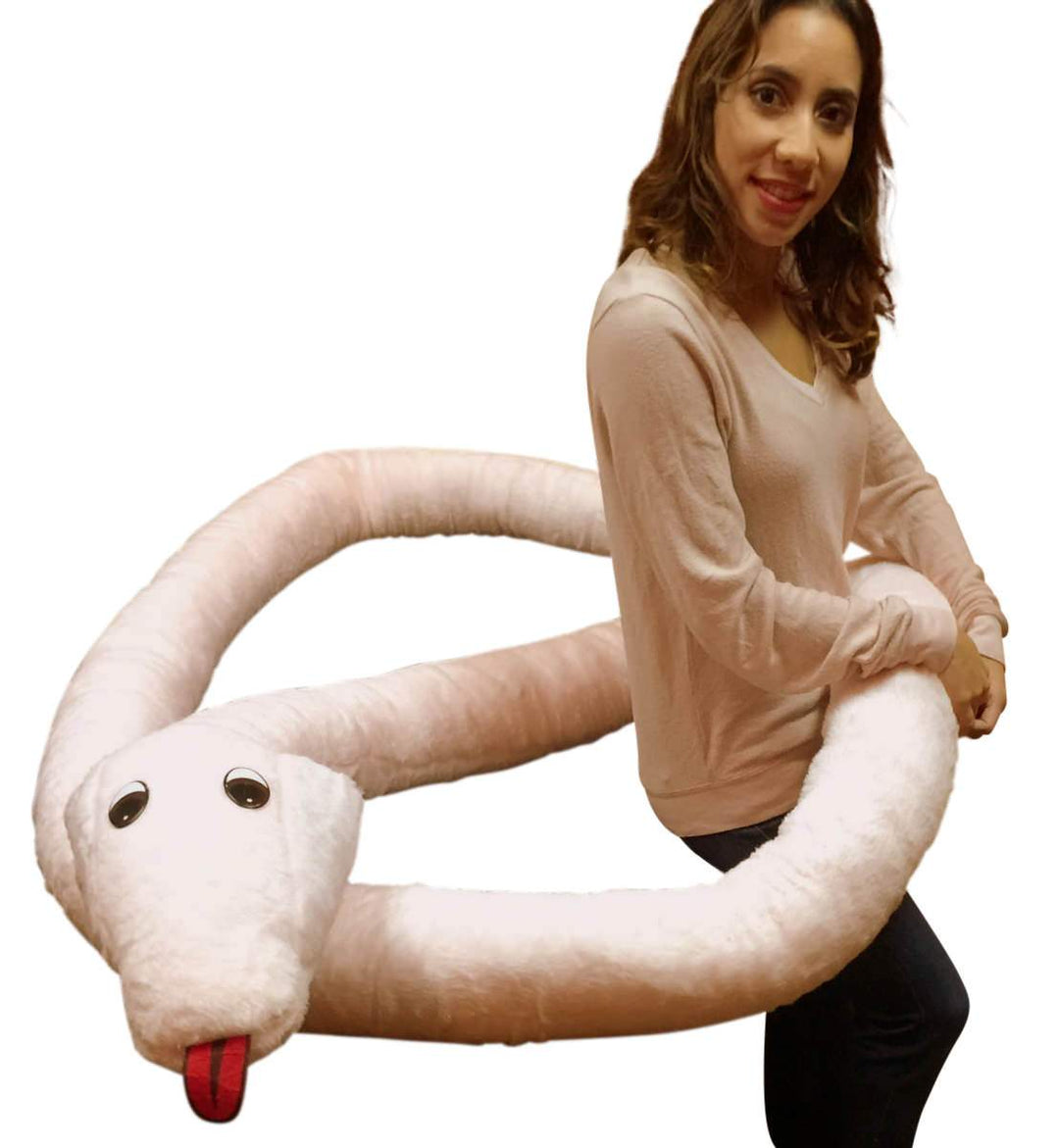 American Made Giant Stuffed Snake 18 Feet Long Soft Pink Big Plush Serpent Gigantic Plushie