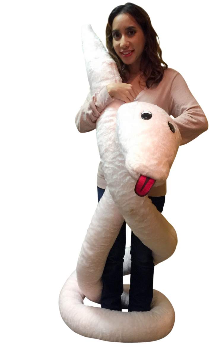 American Made Giant Stuffed Snake 18 Feet Long Soft Pink Big Plush Serpent Gigantic Plushie