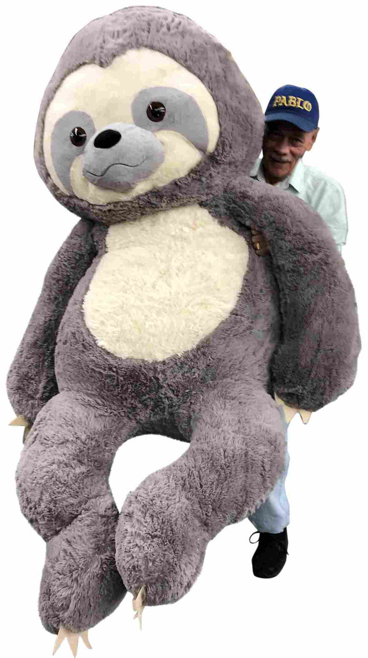 This massive stuffed sloth measures 7 feet tall and weighs over twenty pounds.