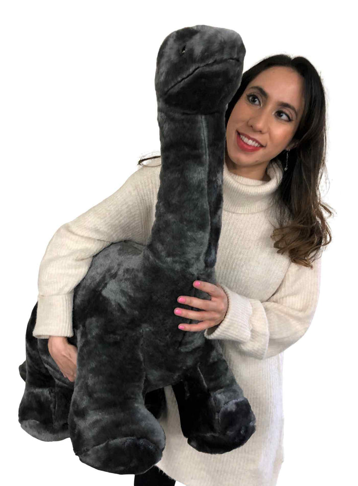 American Made Giant Stuffed Gray Dinosaur Soft Plush Brontosaurus 48 inches wide 30 inches tall Made in the USA