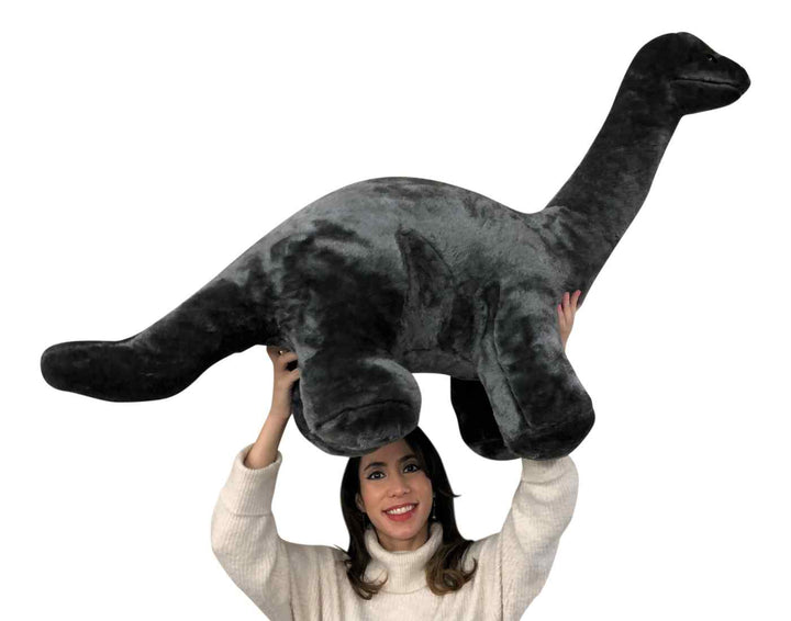 American Made Giant Stuffed Gray Dinosaur Soft Plush Brontosaurus 48 inches wide 30 inches tall Made in the USA