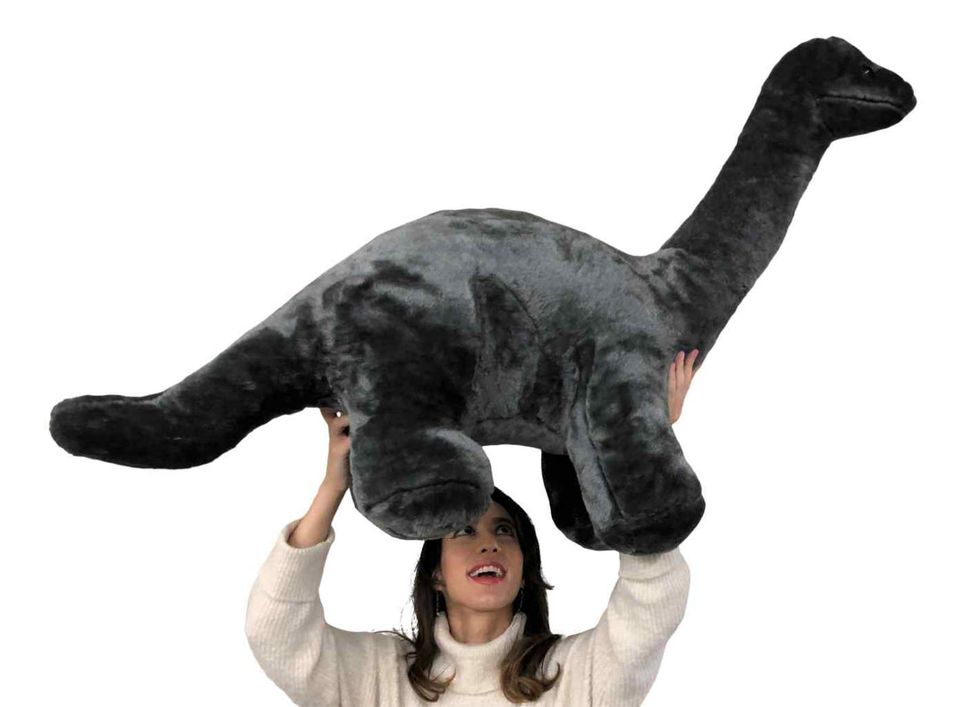 American Made Giant Stuffed Gray Dinosaur Soft Plush Brontosaurus 48 inches wide 30 inches tall Made in the USA