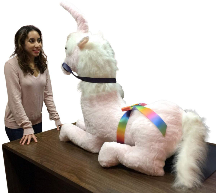 American Made Pink Giant Stuffed Unicorn Soft 4 Feet Wide, 3 Feet Tall