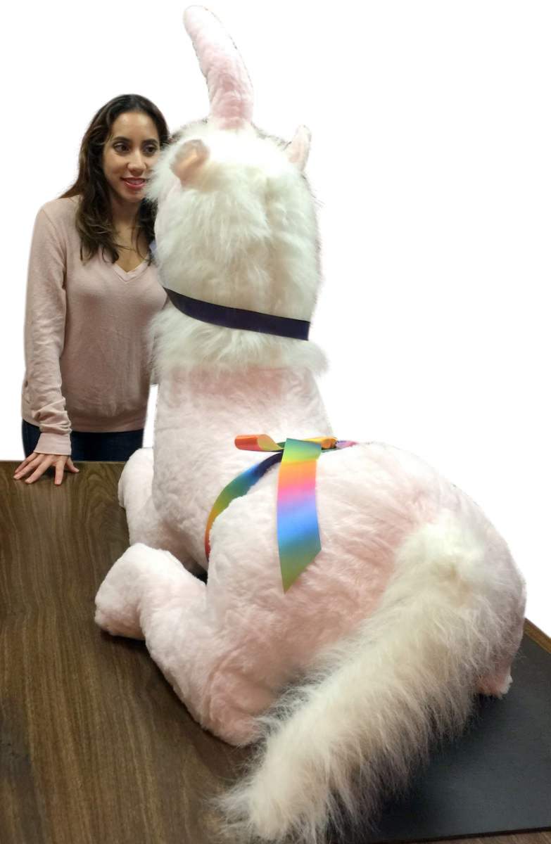 American Made Pink Giant Stuffed Unicorn Soft 4 Feet Wide, 3 Feet Tall