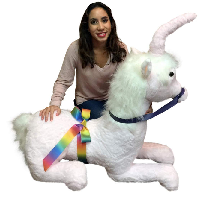 American Made Pink Giant Stuffed Unicorn Soft 4 Feet Wide, 3 Feet Tall