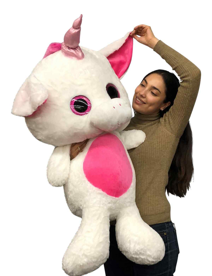 Giant Stuffed Unicorn 40 inches 102 cm Soft Big Plush Animal Pink and White Plushie