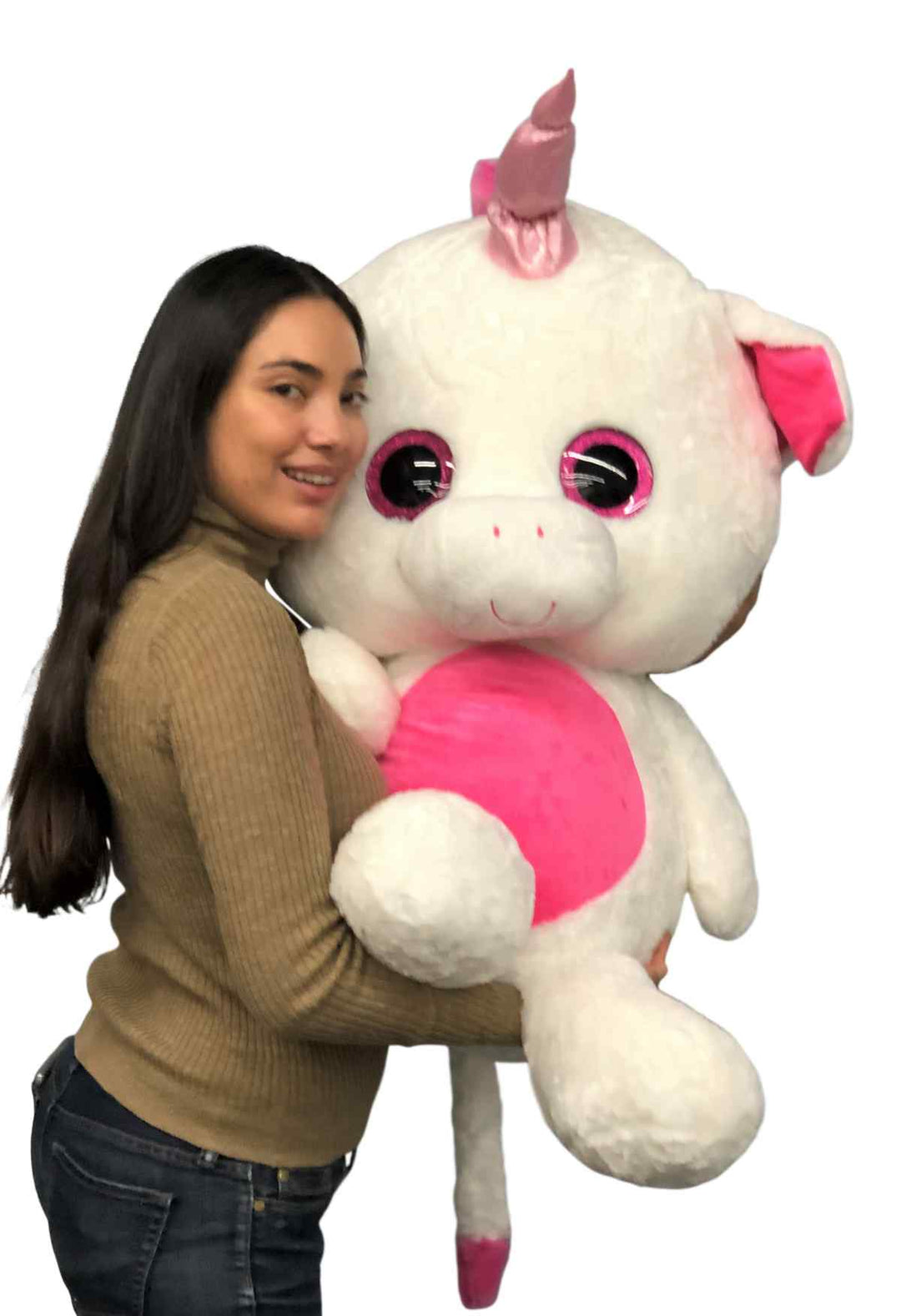 Giant Stuffed Unicorn 40 inches 102 cm Soft Big Plush Animal Pink and White Plushie
