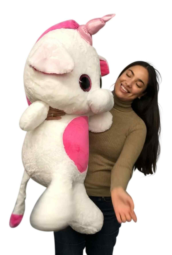 Giant Stuffed Unicorn 40 inches 102 cm Soft Big Plush Animal Pink and White Plushie