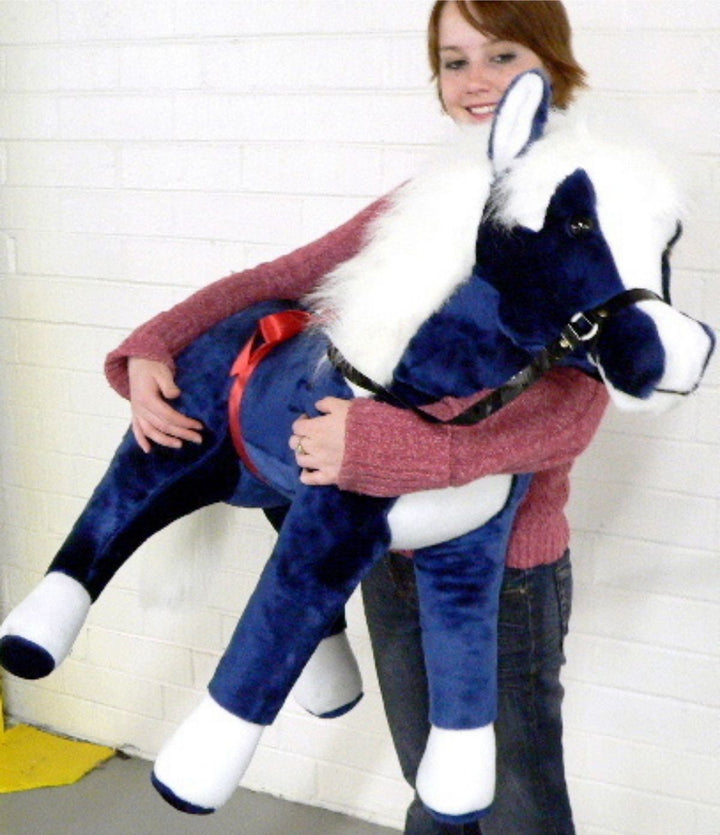 American Made Giant Stuffed Horse 36 Inches Navy Blue Color Plush Pony Made in the USA America