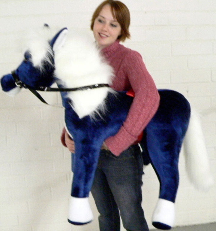 American Made Giant Stuffed Horse 36 Inches Navy Blue Color Plush Pony Made in the USA America