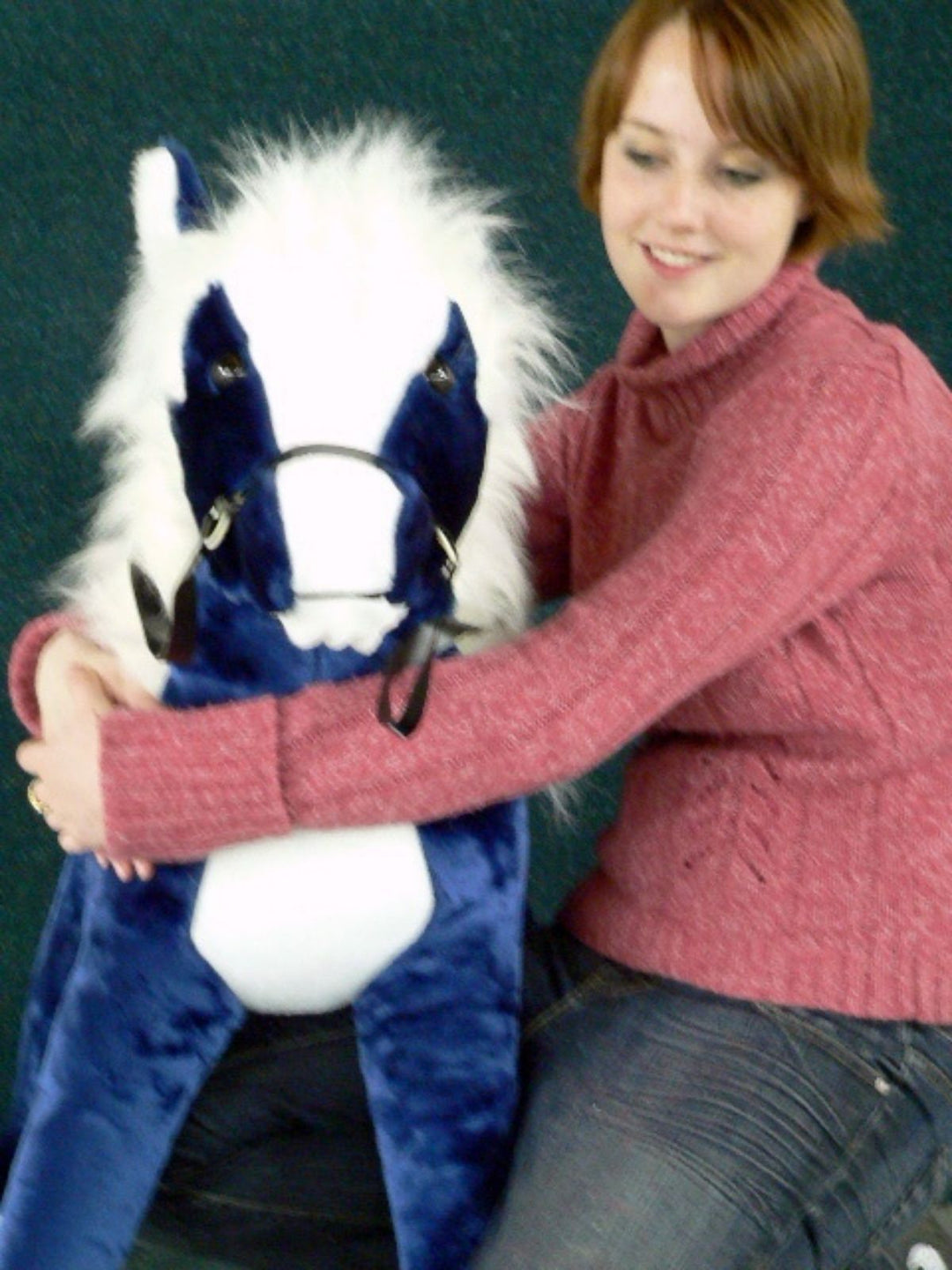 American Made Giant Stuffed Horse 36 Inches Navy Blue Color Plush Pony Made in the USA America