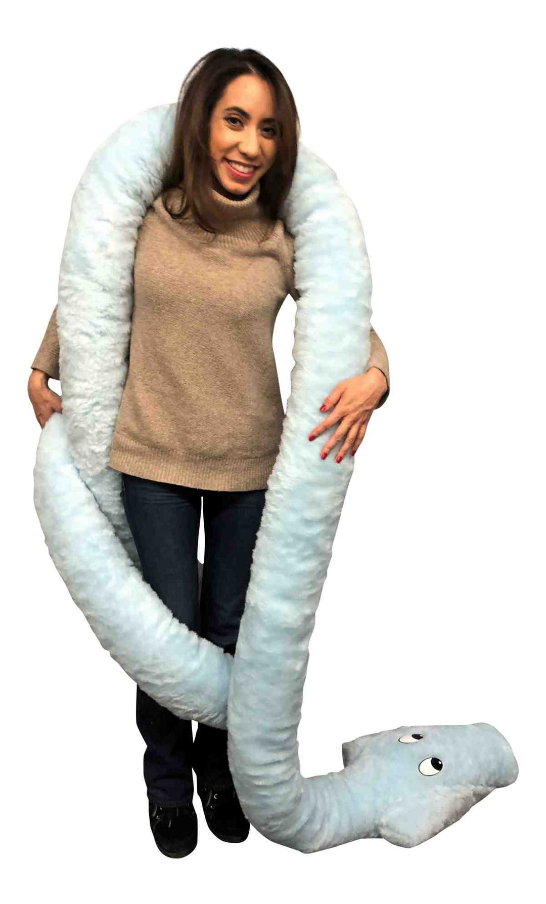 Big Plush American Made Huge Stuffed Snake 18 Feet Long Big Plush Sky Blue Color Serpent Made in USA