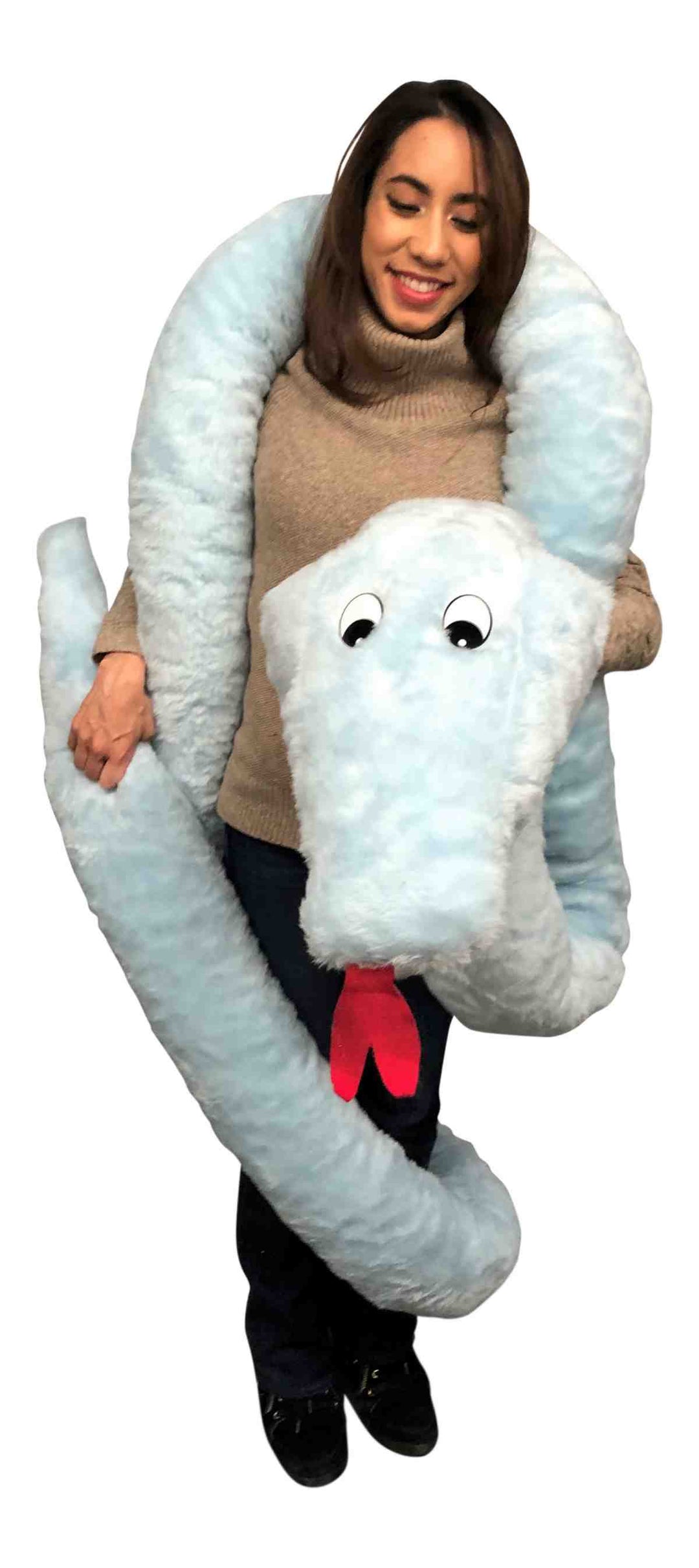 Big Plush American Made Huge Stuffed Snake 18 Feet Long Big Plush Sky Blue Color Serpent Made in USA