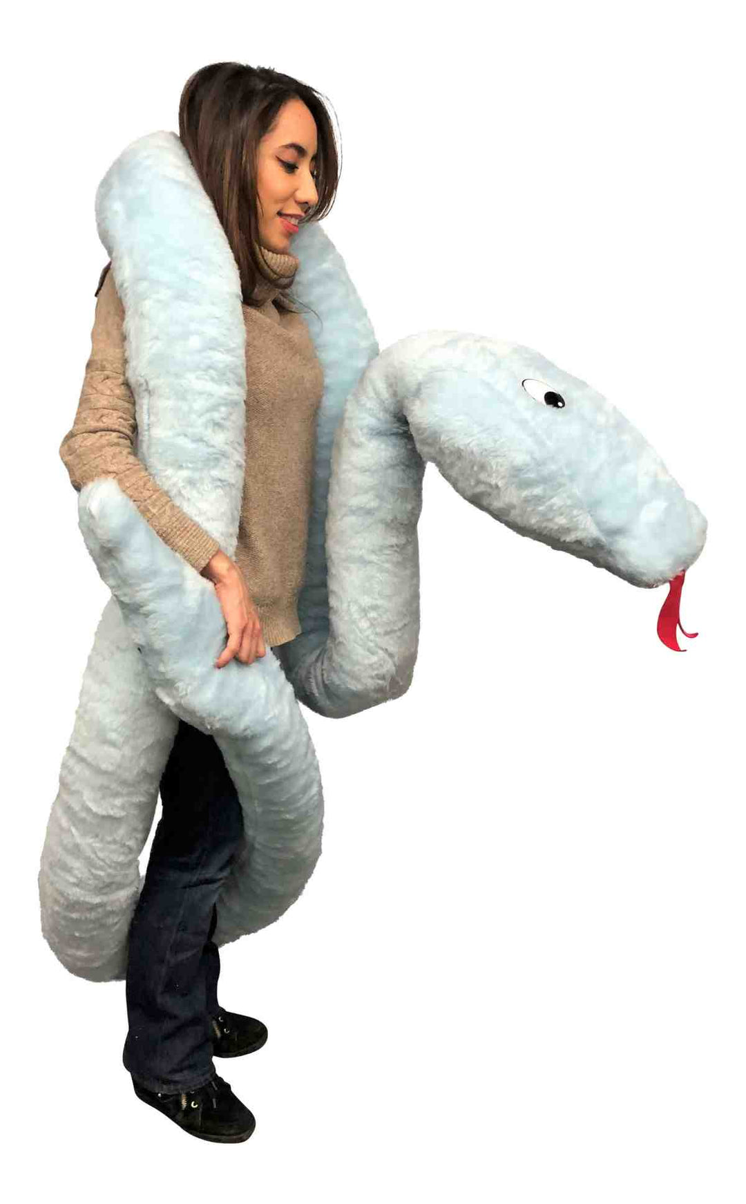 Big Plush American Made Huge Stuffed Snake 18 Feet Long Big Plush Sky Blue Color Serpent Made in USA