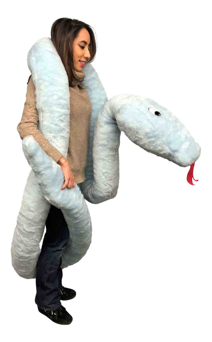Big Plush American Made Huge Stuffed Snake 18 Feet Long Big Plush Sky Blue Color Serpent Made in USA