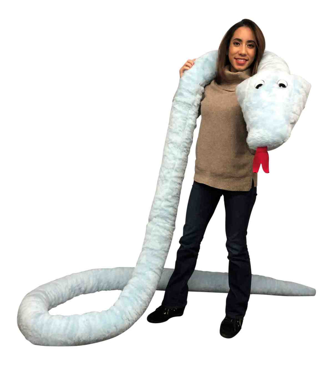 Big Plush American Made Huge Stuffed Snake 18 Feet Long Big Plush Sky Blue Color Serpent Made in USA