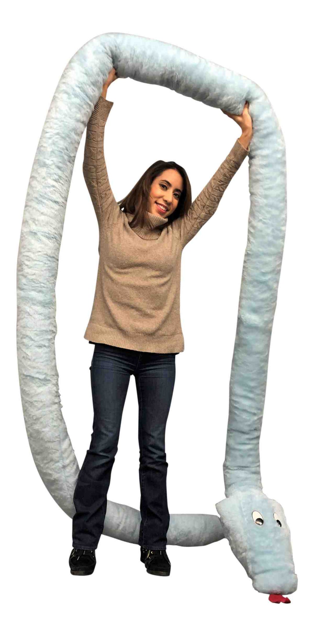 Big Plush American Made Huge Stuffed Snake 18 Feet Long Big Plush Sky Blue Color Serpent Made in USA