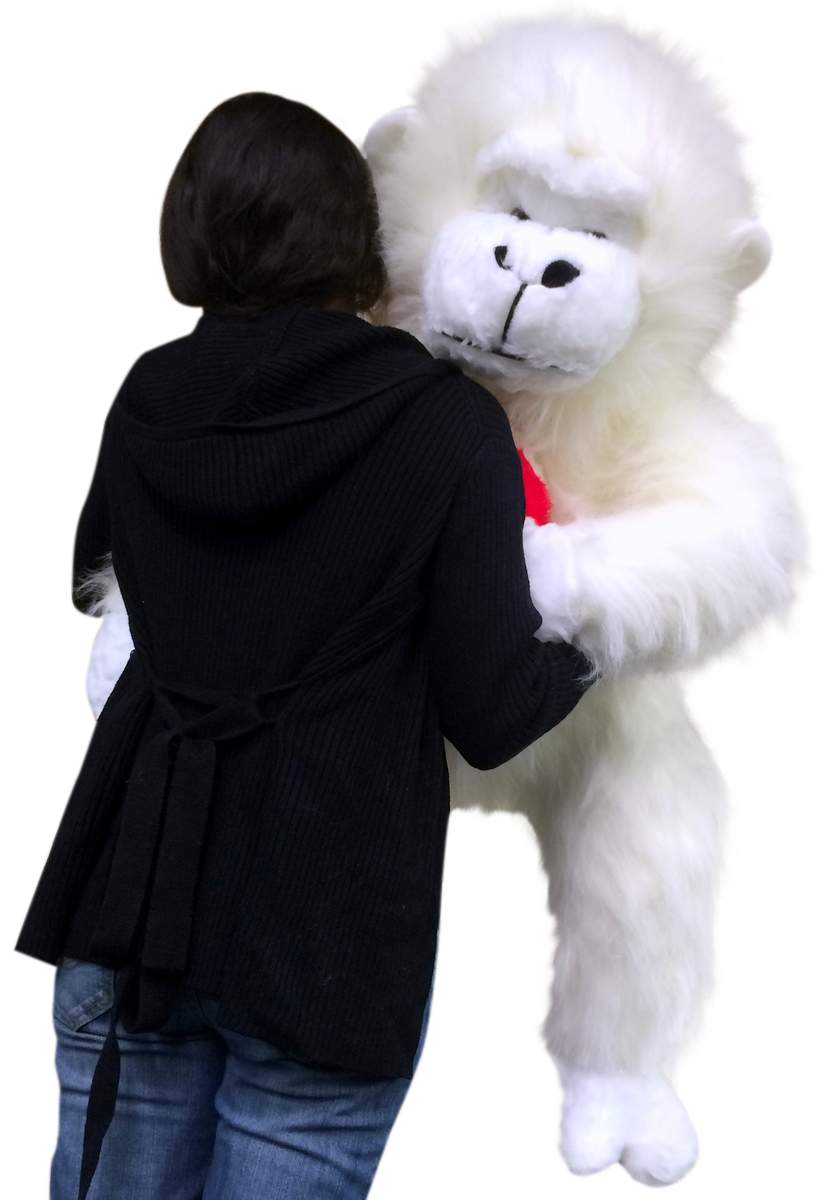 Giant Stuffed Christmas Gorilla With Big Plush Candy Cane, American Made 40 inch Soft Plush