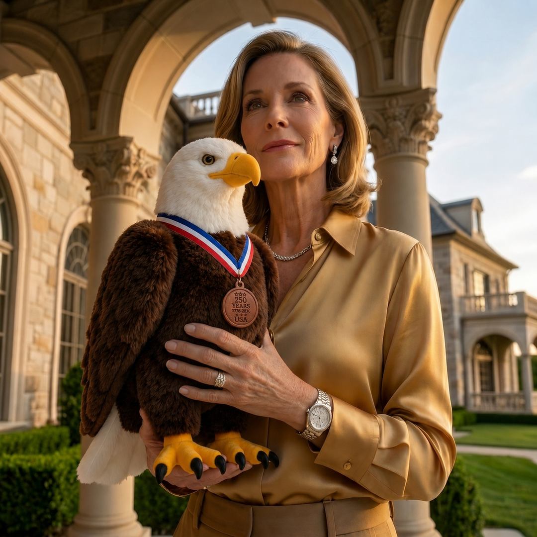 American Made Bald Eagle Stuffed Animal 12 Inch – 250th Anniversary Commemorative Plush with Leather Medallion – Made in USA