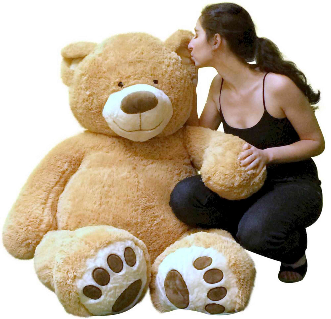 Big Plush Giant Teddy Bear Five Feet Tall Tan Color Soft Smiling Big Teddybear 5 Foot Bear Ultra Premium Quality