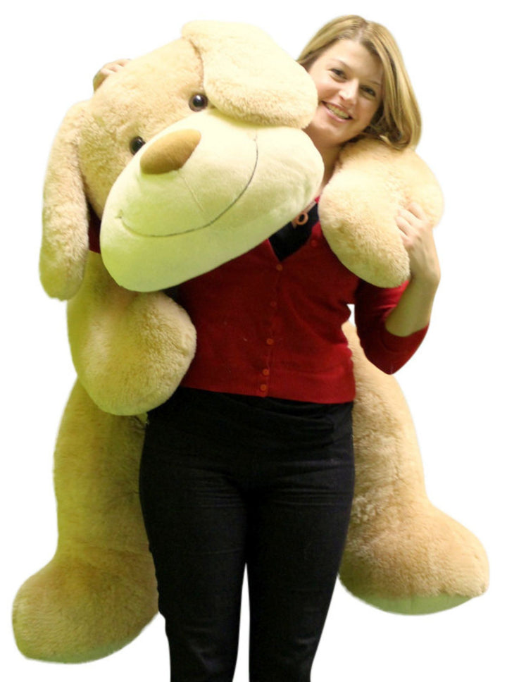 Giant Stuffed Puppy Dog 5 Feet Long Squishy Soft Extremely Large Plush Cream Color