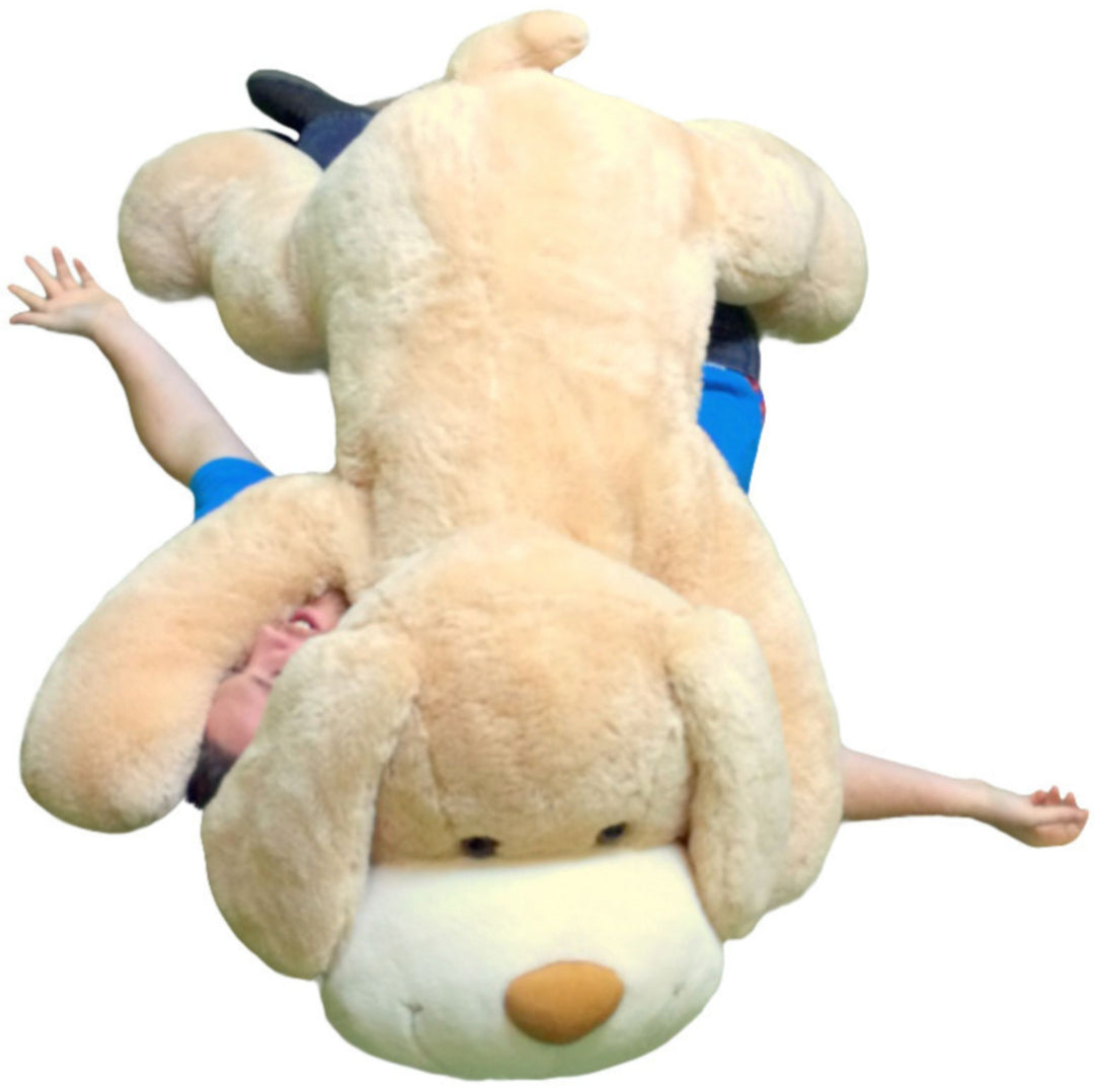 Giant Stuffed Puppy Dog 5 Feet Long Squishy Soft Extremely Large Plush Cream Color