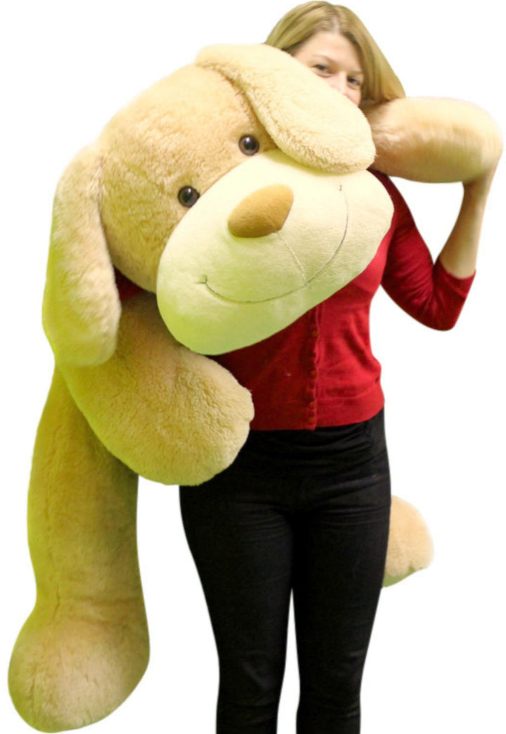 Giant Stuffed Puppy Dog 5 Feet Long Squishy Soft Extremely Large Plush Cream Color