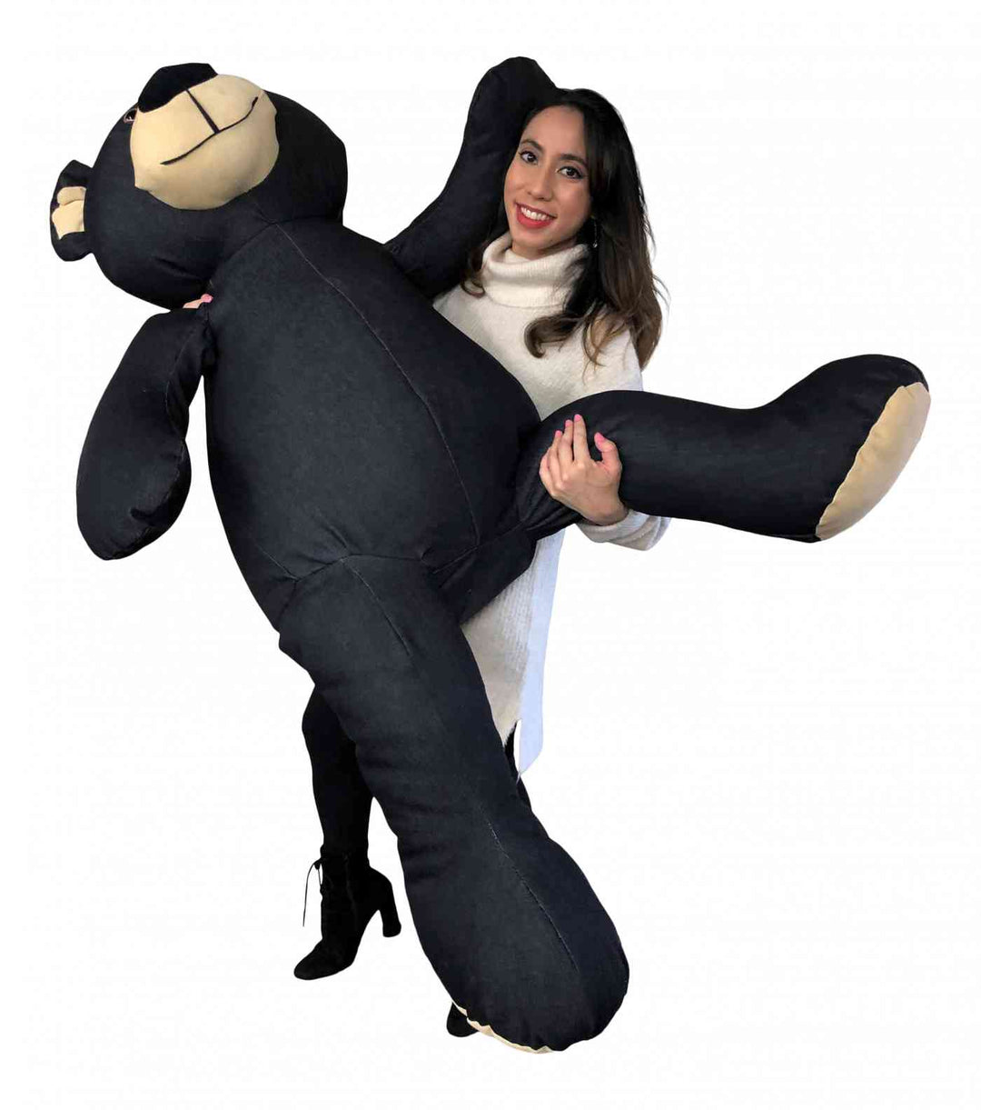 American Made Giant Denim  Teddy Bear Soft 60 Inches 5 Feet Tall, Huge Plushie created with Blue Jeans Dungarees Fabric weighs 20 Pounds Made in the USA