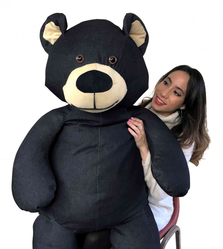 Giant denim teddy bear 5 feet tall made in the USA by Big Plush