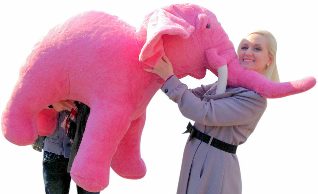 American Made Giant Stuffed Pink Elephant  Huge 54 Inches Long 3 Feet Tall  Made in the USA America