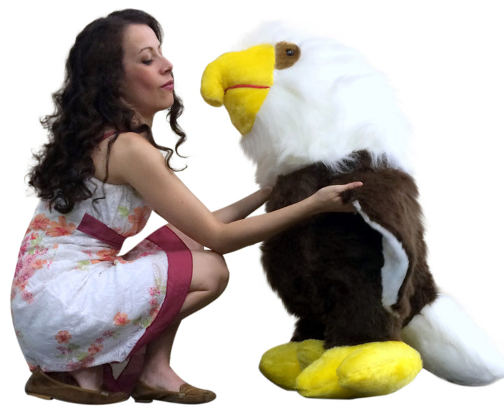 American Made 3 Foot Giant Stuffed Eagle 36 Inch Soft Brown Big Plush Bird Made in USA