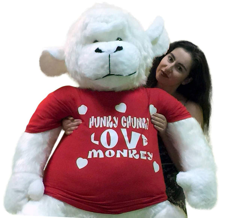 American Made 6 Foot Giant Stuffed White Gorilla Hunky Chunky Love Monkey Big Plush Valentine