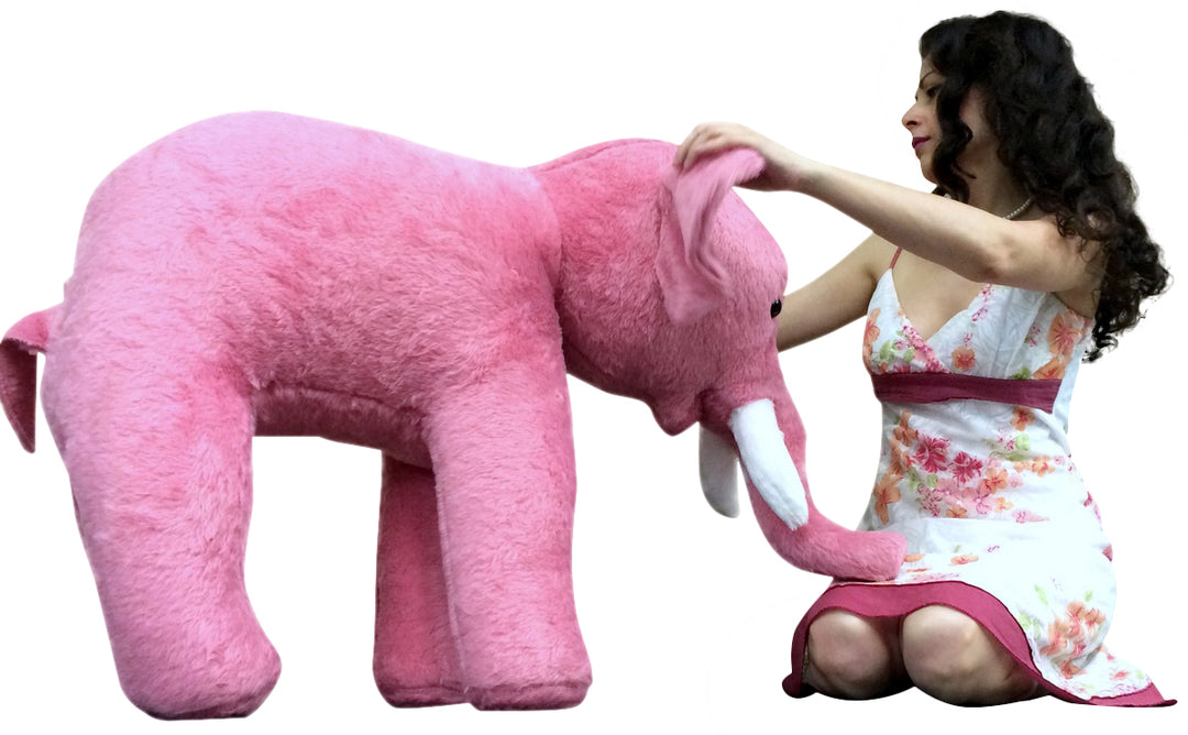 American Made Giant Stuffed Pink Elephant 3 Feet Long Soft Large Stuffed Animal