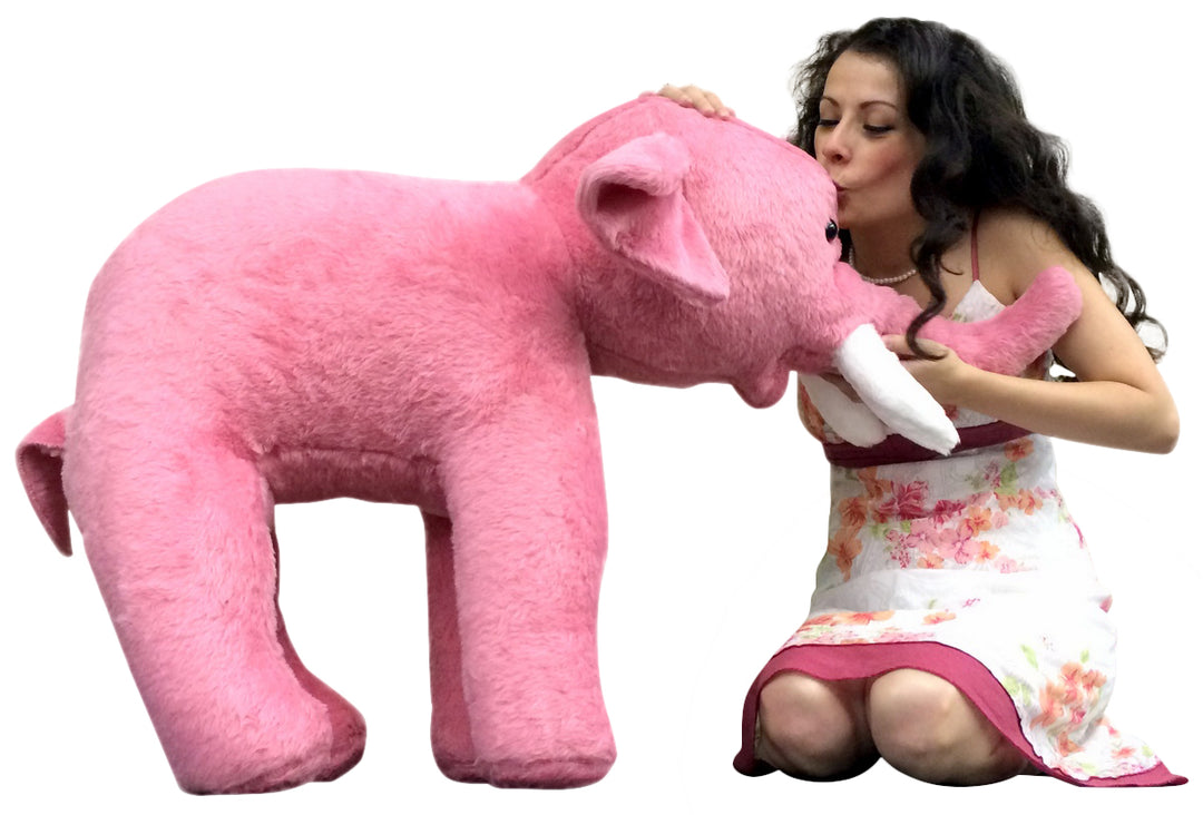 American Made Giant Stuffed Pink Elephant 3 Feet Long Soft Large Stuffed Animal