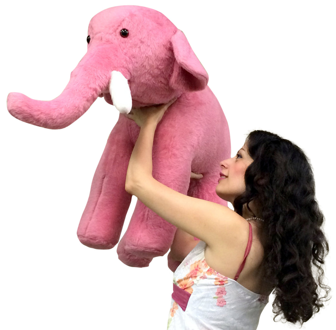 American Made Giant Stuffed Pink Elephant 3 Feet Long Soft Large Stuffed Animal