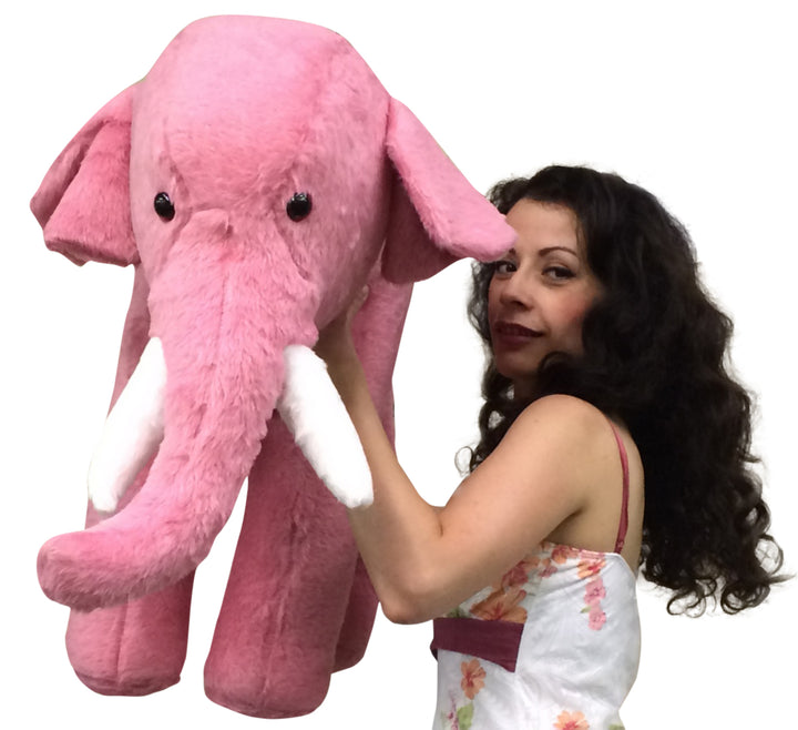 American Made Giant Stuffed Pink Elephant 3 Feet Long Soft Large Stuffed Animal
