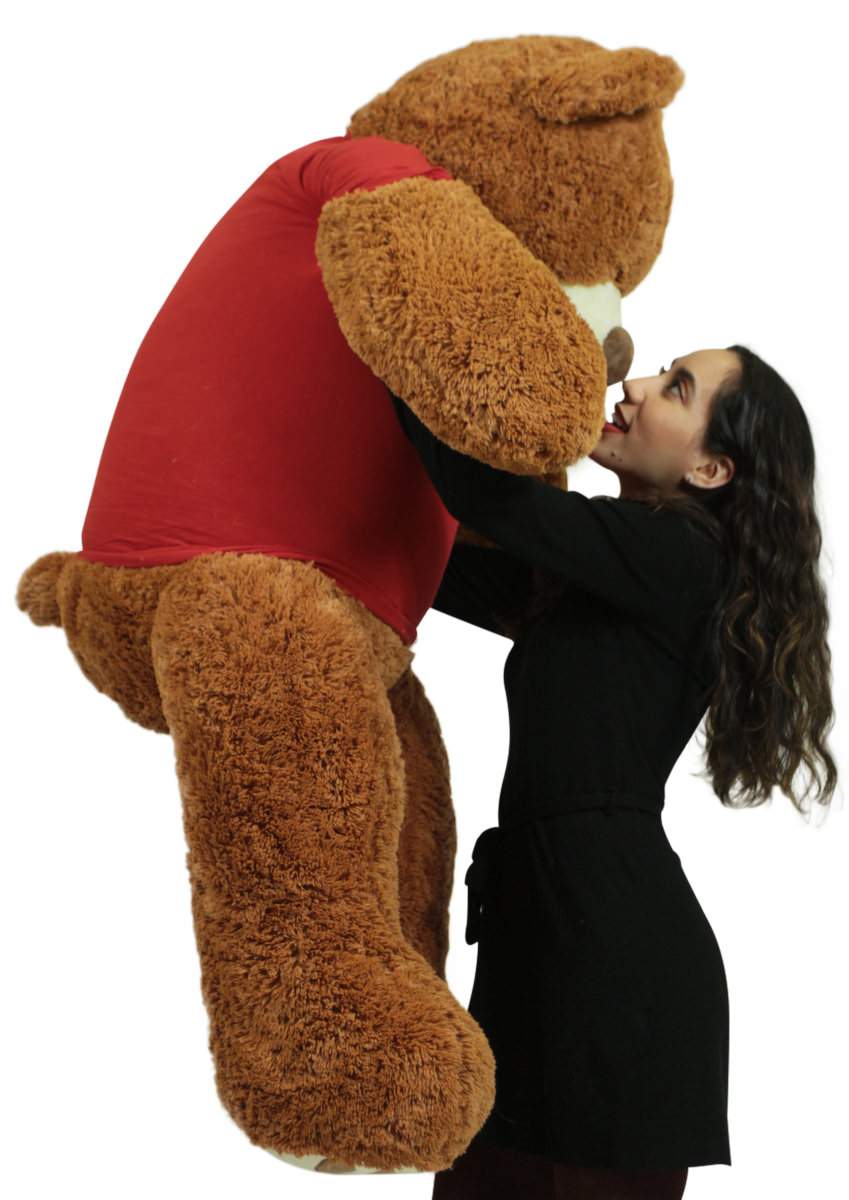 Get Well Soon Giant Teddy Bear 5 ft Soft 60 Inch, Wears Removable T-shirt Get Well Soon, Cookie Dough Color