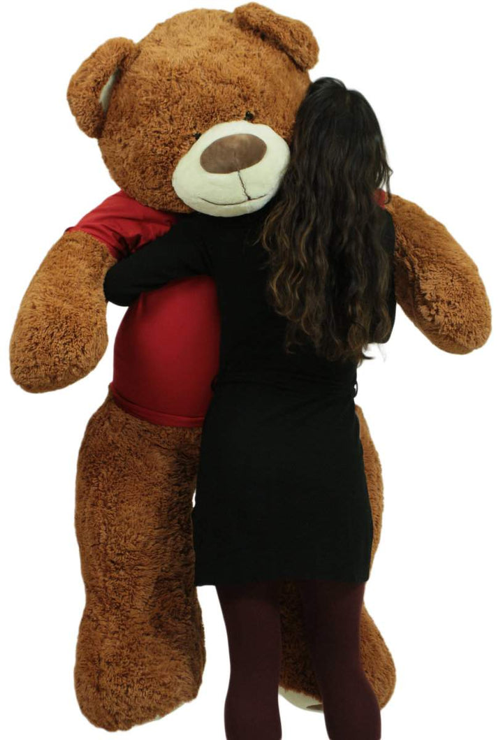 Get Well Soon Giant Teddy Bear 5 ft Soft 60 Inch, Wears Removable T-shirt Get Well Soon, Cookie Dough Color
