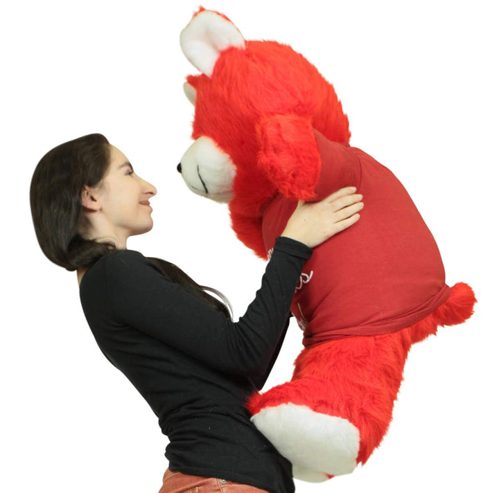Happy Valentines Day Giant Red 36 inch Teddy Bear Soft, Wears Removable T-Shirt to Celebrate Vday