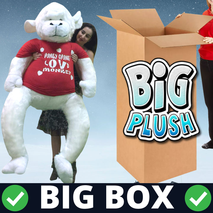 American Made 6 Foot Giant Stuffed White Gorilla Hunky Chunky Love Monkey Big Plush Valentine