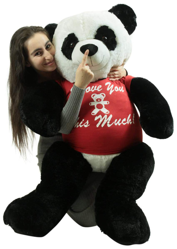 Giant Stuffed 5 Foot Panda 60 Inches Soft Stuffed Animal, Wears Removable Shirt I Love You This Much