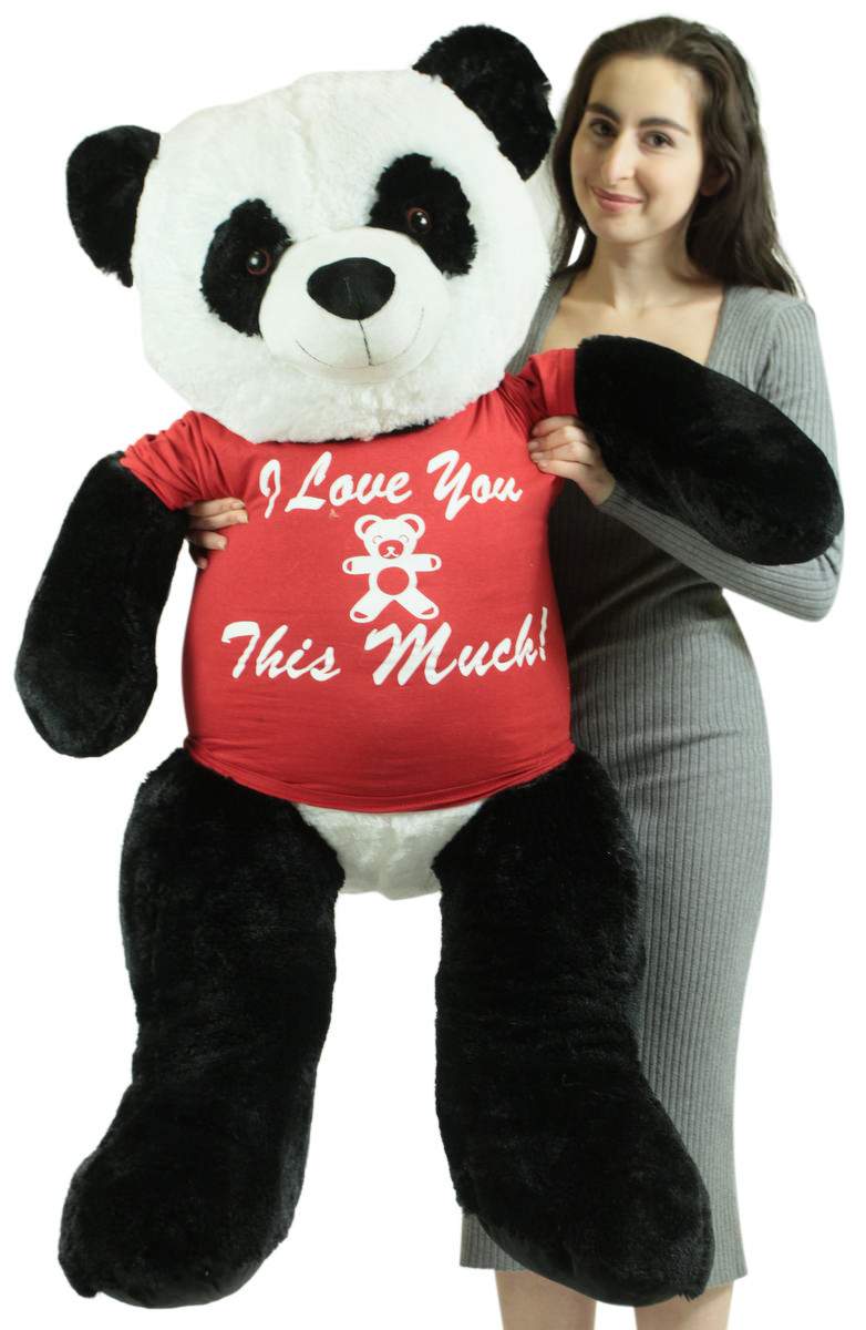 Giant Stuffed 5 Foot Panda 60 Inches Soft Stuffed Animal, Wears Removable Shirt I Love You This Much