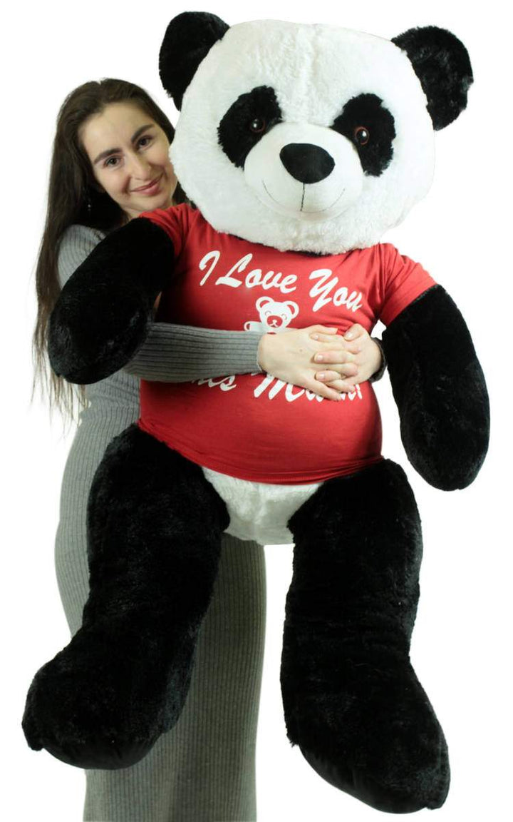 Giant Stuffed 5 Foot Panda 60 Inches Soft Stuffed Animal, Wears Removable Shirt I Love You This Much